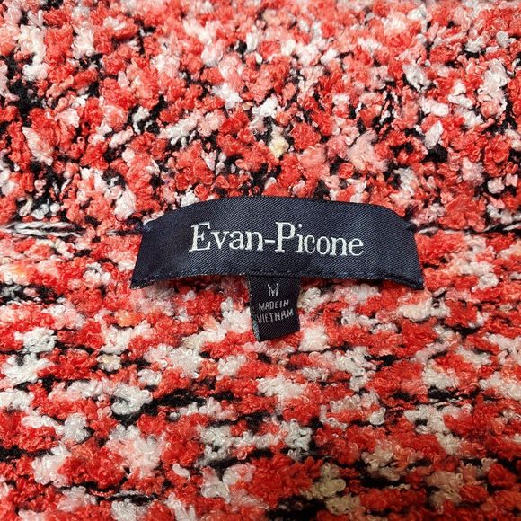EVAN PICONE Mouline Sweater Knit Cardigan Chunky Collar Red Button Up Womens MED - Picture 11 of 12